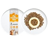 2 stück Napfunterlage für Hund Katzen, 25×25cm Silikon Hundenapf Unterlage, wasserdichte, rutschfeste Futterunterlage mit Rand für Hundenapf Unterlage, Spülmaschinenfest