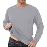 BIISDOST Warme Sweatshirts für Herren, Thermo-Fleece-gefüttert, Rundhalsausschnitt, einfarbig, dickes Sweatshirt, klassischer Baumwollpullover, langärmelig, lässiger Pullover, bequeme Unterwäsche