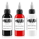 DLDN01 3 Flaschen Tattoo-Tinte - weiße Tattoo-Tinte Permanent Body Tattoo, klassische schwarze Tattoo-Tinte mit Eleganz Rot (30 ml)