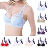 3er Pack BH Set Sexy Spitze Bügel Bralette Push Up Starker Halt BHS Set Klassische Gepolstert Bra Plunge Bustier Bequem Atmungsaktiver BH Leichte Halbschalen Traumweich Doppellagiger Unterwäsche