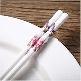 ERERE Essstäbchen aus Keramik, Wiederverwendbare Essstäbchen, 10 Paar Essstäbchen im chinesischen Stil, Moderne rutschfeste Essstäbchen(Pink)