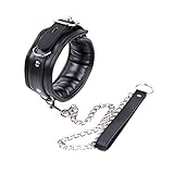VOEEO Unisex Halsband Leder SM Halsbänder Bondage Erotik Halsband Sexspielzeug (Schwarz & Weich) BDSM Fetisch Halsbänder Leinen