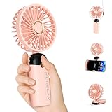 Handventilator, Tragbarer Mini Ventilator, 4000mAh Wiederaufladbar, Kleiner Taschenventilator Mit 6 Geschwindigkeitsstufen, 90° Faltbarer USB-Ventilator für Zuhause, Büro, Schule, Outdoor, Rosa