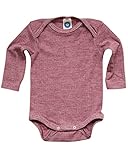 Cosilana, Baby Body Langarm, KBA Baumwolle, kbT Wolle, Seide (Weinrot Meliert, 62-68)