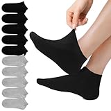 Falechay 10 Paar Sneaker Socken Herren 43-46 Sneakersocken Damen Halbsocken Sportsocken Kurz Socken Baumwolle Halbsocken Unisex,Schwarz Grau 43-46