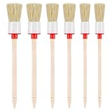 Yuanchu Ringpinsel, 6 Stück Professionelles Naturholz Pinsel Rund Set 20mm/25mm/30mm Wachspinsel Malerbedarf, Werkzeuge & Tapeten Borstenpinsel Autoreinigung Innenraumreiniger Streichen Wänden Möbeln