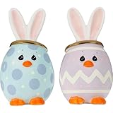 Precious Moments Oster-Salz- und Pfefferstreuer | Angeled Eggs Osterhase Keramik Salz- und Pfefferstreuer | Oster-Küchendekoration | Hasen-Salzstreuer