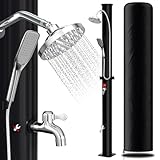Randaco Solardusche Solar Gartendusche warmes Wasser Bis Zu 60°C Ohne Stromanschluss Pooldusche Camping mit Fußdusche und handbrause schwenkbarem Regenduschkopf Schutzhülle Schwarz(20L)
