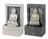 Zimmerbrunnen Buddha 23cm x 1 Stück Sortiert - Kunststein Wasserbrunnen für Zimmer Wohnung Innen - Indoor Wasserwand Brunnen als Tischbrunnen Tischdeko Bürodeko Wasser Feng Shui Deko - Grau