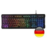 Mars Gaming MK218DE, H-Mech RGB Tastatur, 9 Lichteffekte, Antighosting, Schwarz, Deutsche Sprache