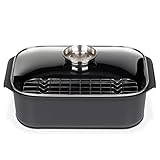 GSW Rechteckbräter Gourmet – hochwertiger Bräter mit Deckel und Grilleinsatz, ideal zum Schmoren, Dünsten und Braten, auch für den Backofen – Schwarz, Aluguss, 8 Liter
