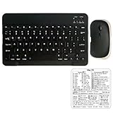 Funktastatur mit Maus, Bluetooth Tastatur & Maus Set, Kabellose Mini-Tastatur, 10M Reichweite Verbindung, Wiederaufladbare Mini-Tastatur, Kompatibel Mit Pad/Sam-Sung/IOS/Android/Windows, Schwarz