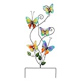 Schmetterling Gartendeko Gartenstecker Schmetterling Metall Handgefertigt Insekt Schmetterling Deko Für Garten Outdoor außen Garten Terrasse und Balkon Deko, 73 X 37 cm (Regenbogen Farbe)