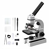 Mikroskop, 40-1600-fache Vergrößerung, biologisches Bildungsmikroskop für Studenten, mit Handy-Clip, biologischer Probe und Fülllicht