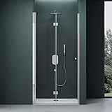 Mai & Mai Duschtür Nischentür dusche Duschabtrennung Duschkabine mit Drehfalttür 80x190cm ESG-Sicherheitsglas inkl. NANO-Beschichtung in Klarglas Teramo26K