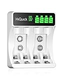 HiQuick Akku Ladegerät, mit LCD Anzeige, für NI-MH NI-CD AA/AAA Akkus, 4-Ladeplatz Universal Schnell Akkuladegerät für wiederaufladbare Mignon AA und Micro AAA