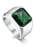 Bandmax Bandring Ring Stein Grün Edelstahl Ringe Herren Siegelring Freundschaftsring Größe 64mm Ring mit grünem Stein 12MM breit Accessoires Herren Schmuck
