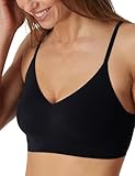 Schiesser Damen Nahtloses Spaghettiträger Mit Herausnehmbaren Pads - Invisible Soft Bustier, Schwarz_179821, 42 EU