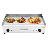 Hanmorfarbi 4.4kw Elektrischer Flachgrill, Edelstahl-Eisengrill, Kommerzieller Tischgrill, Bratreis-Handkuchenmaschine, GroßE KochfläChe, Einstellbare Temperatur