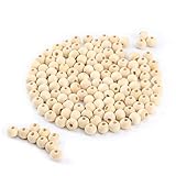 PACKRA 300 Stück, 8mm Holzperlen Natur für Makramee, Holzkugeln mit loch, Runde Holzperlen zum auffädeln für DIY Dekorationen Schmuck