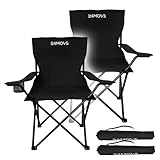 24MOVE® Faltstuhl schwarz 2er Set Campingstuhl Anglerstuhl mit Getränkehalter - Anglersessel klappbar - Klappstuhl Gartenstuhl Faltstuhl Relaxsessel Campingsessel faltbar, Polyester, draußen drinnen