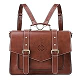 ECOSUSI Aktentasche Damen Laptoptasche 15,6 Zoll Schultertaschen Leder Umhängetasche Vintage groß business taschen Handtasche Arbeitstasche lehrertasche (Braun)