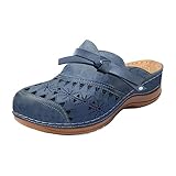 Damen Clogs Sommer Sandaletten Orthopädische Hausschuhe Atmungsaktiv Strand Schuhe Keilabsatz Schlupfsandalen Bequem Plateau Sandalen Gartenclogs Outdoor Pantoletten rutschfest Gartenschuhe