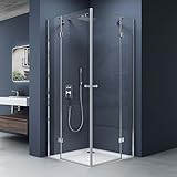 doporro Eck-Duschkabine Eckdusche Rav01K 100x100x190cm Glasdusche ESG-Sicherheitsglas Klarglas inkl. Easy-Clean-Beschichtung und DIN-Anschlüssen