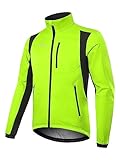 BERGRISAR Fahrradjacke Herren Winter Fleece Winddicht Wasserdicht Atmungsaktiv Radjacke mit 6 Taschen Grün X-Groß