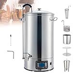 All-in-One-Brausystem for Zuhause – 40-Liter-Edelstahlkessel mit LCD-Steuerung und 8,7 m langem Kupferkühler | 8,9 kg Getreidekapazität, 22% Effizienzsteigerung, Reinigung in 18 Sekunden(40L,110V)