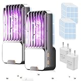 Insektenvernichter Elektrisch,Mückenlampe Mit LED-Licht,Mückenfalle Akku Fliegenfalle Elektrisch Innenbereich USB, Anti Mücken Lampe für Innen/Außen, Moskito Killer 100m² (Schwarz,2 Stück)