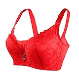 Unterwäsche Schwangerschaft Plus Größe Fünf Breasted Wireless Sport-BH Spitzen-BH Brustabdeckung Cup Große Weste BHS Damen Unterwäsche Rot (F, 38/85C)