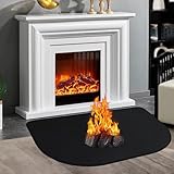 Feuerfeste Kaminmatte 80x50 cm - Extra große Funkenschutzplatte & feuerfeste Unterlage aus robustem Material für Kaminofen, Kamin, Feuerstelle und Grills - Schutz vor Funken, Hitze und Asche, Schwarz