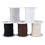 BENECREAT 5 Farbe 75 m Langes Natürliches Makramee Kordel 5mm Breite Geflochtene Baumwollkordel Baumwollkordel Makramee Seil Korsettschnüre Zum Nähen von Polsterarbeiten DIY Schmuckherstellungs