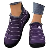 Generisch 2026 Stiefeletten Damen Damen Winterstiefeletten Modische Fleece Gefütterte Schneestiefel Wasser Bequeme Lässige Warme Schlupfstiefeletten Für Damen (Purple, 35)