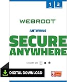 WEBROOT Antivirus Software 2024 | 3 Geräte | 1 Jahr | Mac/Windows/Chrome | Aktivierungscode per E-Mail