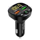 Clicitina Sender Bluetooth Freisprecheinrichtung Auto FM Ladegerät MP3 Player USB 5.0 Dual Wireless Autoladegerät USB Winde (Black-B, One Size)