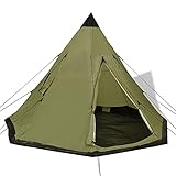 Festnight Tipi Zelt 4 Personen Wasserdicht Firstzelt Campingzelt Pyramidenzelt Firstzelt Familienzelt Trekkingzelt mit Tragetasche Outdoor Tent für Camping Trekking Wandern 365x365x250 cm
