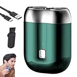 Jacooba Electric Razor, Neues Modell Mini-Doppelkopf Elektrorasierer, Upgrade Taschenrasierer USB Mini-Rasierer für Männer, Waschbarer Doppelkopf-Rasierer, Reiserasierer für Männer (Grün)