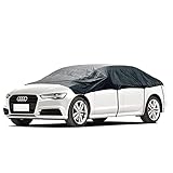 BEXITA Halbgarage Halbe Auto Abdeckplane wasserdichte Autoabdeckung Autoplane Frontscheibenabdeckung Auto Scheibenabdeckung schützt vor Frost, Schnee und Sonne universelle für Limousine, Schwarz