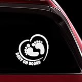 TOTOMO Baby an Bord Aufkleber - lustiges niedliches Sicherheits-Vorsicht-Abziehbild-Zeichen für Autoscheiben und Stoßstangen - Footprint in Heart ALI-038