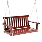 Hollywoodschaukel für den Außenbereich, 122 cm, Terrasse, Veranda, 362,9 kg Tragfähigkeit, Schaukelstuhl, 2-Personen-Sitzgelegenheit mit verstellbaren Hängeketten, langlebige Schaukelbank für Innenhof