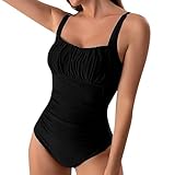 Badeanzug Damen Sexy Monokini Verstellbarer Schultergurt Badeanzüge Push Up Bademode Schwimmanzug Falten Sexy Swimsuits Bauchkontrolle Badebekleidung Bikini Swimsuits for Women