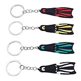 Lazmin112 Hochwertiger Silikon-Tauchflossen-Schlüsselanhänger, 4 X Blaue Tauchflossen-Schlüsselanhänger