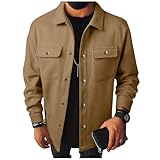 Hemdjacke Herren Wolle Hemd Gestrickt Jacke Revers Freizeithemd Regular Fit Overshirt Männer Winterjacke Langarm Übergangsjacke Casual Hemden Business Arbeitshemd Outdoor Jacken Herbstjacke Winterhemd