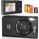 Digitalkamera, 68MP 4K Fotokamera mit Autofokus 16X Digitalzoom Fotoapparat, 2.4' LCD Bildschirm Kompaktkamera Tragbare Digital Kamera mit 64GB SD-Karte für Teenager Erwachsene Anfänger (Schwarz)