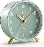 YouJabz Analoger Wecker, Silent Non Ticking mit Nachtlicht, Batteriebetrieben, Modischer Runder Metall Wecker für Büro, Schlafzimmer, Ältere, Erwachsene, Kinder, Einschulung Geschenk (Grün)