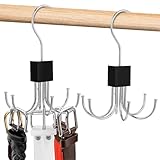 YUXIANLB 2 Stück Gürtel Aufbewahrung, Gürtel Organizer, 360 Grad Drehbarer Metall Gürtelbügel Gürtelhalter Organizer Kleiderschrank Kleiderbügel Platzsparend, für Socken, Handschuhe, 6 Haken
