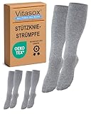 Vitasox Stützstrümpfe für Damen & Herren, 2 Paar silber 39/42, Reisestrümpfe, Stützkniestrümpfe aus Baumwolle mit Kompression für Flug, Büro und Auto, Thrombose Socken gegen geschwollene Beine, 44451