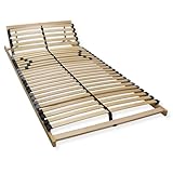 Stabiler Lattenrost 80x200, Lattenrahmen Buche, 28 Latten, 7 Komfortzonen, Federholzrahmen Made in Germany, Lattenrost Kopfteil verstellbar, Lattenrahmen Traglast bis 150Kg
